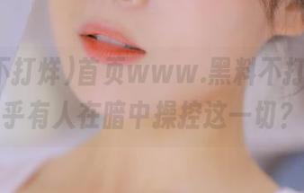 首页www.黑料不打烊，似乎有人在暗中操控这一切？